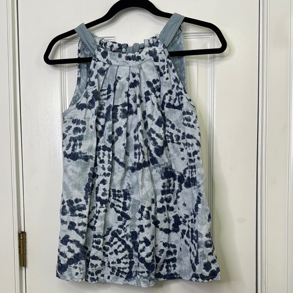 bellambra Tops - Made in Italy 100% Linen Blue Tie-Dye Women's Top